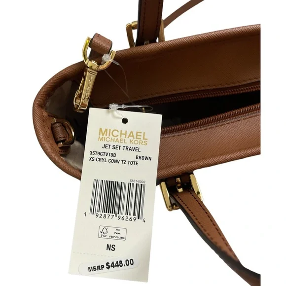 Michael Kors Tote Bag Jet Set Travel Extra-Small Logo Top-Zip - Picture 9 of 11